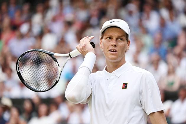 Jannik Sinner, ITA, during final of 2025 All England Lawn Tennis Championships at Wimbledon, mens singles, London, 13 07 2025; -