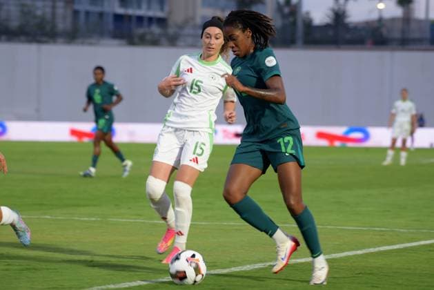 CASABLANCA, MOROCCO - JULY 13: Morgane Ikene of Algeria and Onyi Echegini of Nigeria during the 2025 Women s Africa Cup of Nations (WAFCON) match between Nigeria and Algeria at Stade Larbi Zaouli on July 13, 2025 in Casablanca. Photo by Mansa Ayoola Copyright: xx