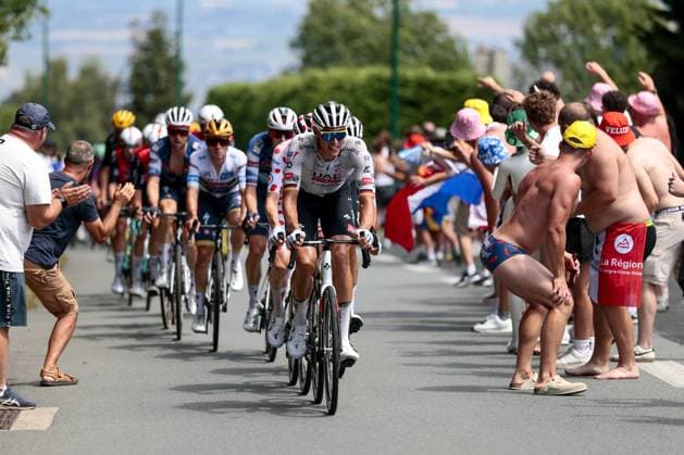 German Nils Politt of UAE Team Emirates pictured in action during stage 10 of the 2025 Tour de France cycling, from Ennezat to Le Mont-Dore Puy de Sancy (169 km), on Monday 14 July 2025 in France. The 112th edition of the Tour de France starts on Saturday 5 July in Lille, France, and will finish in Paris, France on the 27th of July. POOLxLUCAxBETTINI  x129238806x