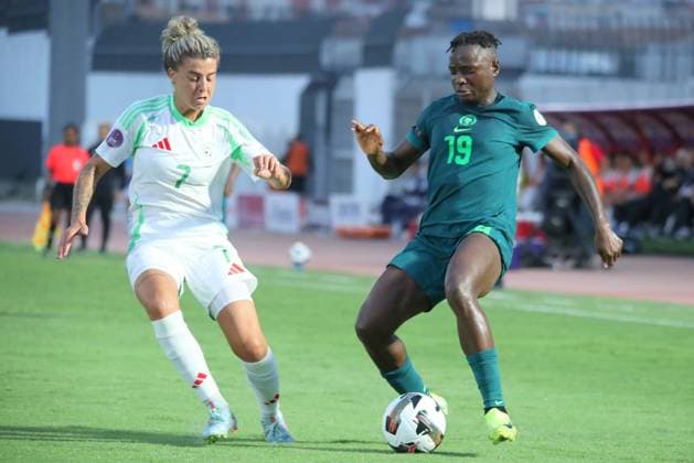 CASABLANCA, MOROCCO - JULY 13: Chinwendu Ihezuo of Nigeria and Morgane Belkhiter of Algeria during the 2025 Women s Africa Cup of Nations (WAFCON) match between Nigeria and Algeria at Stade Larbi Zaouli on July 13, 2025 in Casablanca. Photo by Justina Aniefiok Copyright: xx