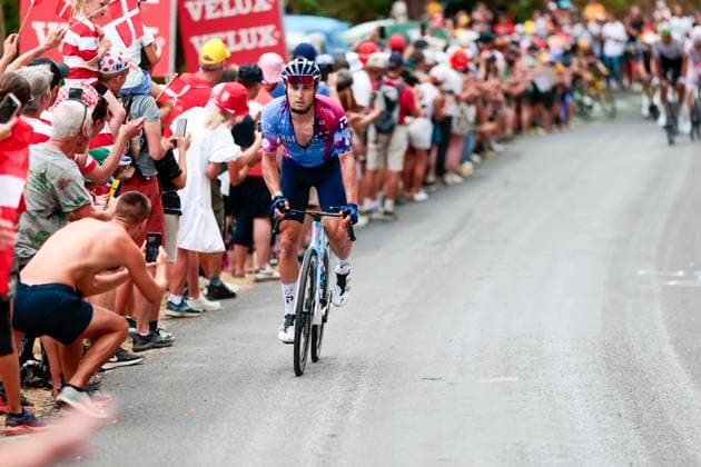 Tour de France 2025 Stage 10 LE MONT-DORE PUY DE SANCY, FRANCE - JULY 14 : Rider of Israel - Premier Tech in action during stage 10 of the 112th edition of Tour de France an UCI World Tour 2.UWT cycling road race stage for Men Elite of 163 km with start in Ennezat and finish in Le Mont-Dore Puy de Sancy on July 14, 2025 in Le Mont-Dore Puy de Sancy, France, 14 07 2025 ( Motordriver Kenny Verfaillie - Le Mont-Dore Puy de Sancy France  Copyright: xLucaxBettinix