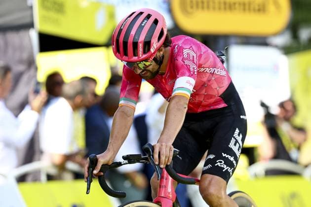 Irish Ben Healy of EF Education-EasyPost pictured in action during stage 10 of the 2025 Tour de France cycling, from Ennezat to Le Mont-Dore Puy de Sancy (169 km), on Monday 14 July 2025 in France. The 112th edition of the Tour de France starts on Saturday 5 July in Lille, France, and will finish in Paris, France on the 27th of July. DAVIDxPINTENS  x129256137x