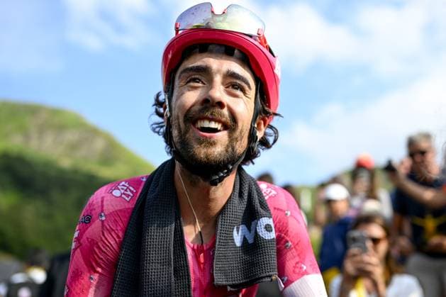 Irish Ben Healy of EF Education-EasyPost pictured after stage 10 of the 2025 Tour de France cycling, from Ennezat to Le Mont-Dore Puy de Sancy (169 km), on Monday 14 July 2025 in France. The 112th edition of the Tour de France starts on Saturday 5 July in Lille, France, and will finish in Paris, France on the 27th of July. JASPERxJACOBS  x129256497x