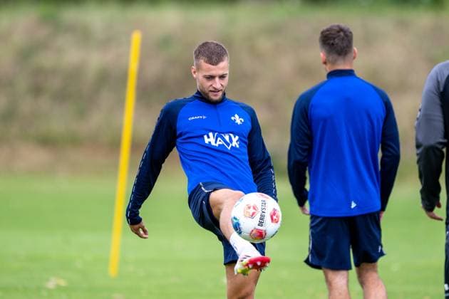 Fabian Nürnberger (SV Darmstadt 98, 15) am Ball, SV Darmstadt 98, Fussball, 2. Bundesliga, Trainingslager, 5. Tag, 14.07.2025. SV Darmstadt 98, Fussball, 2. Bundesliga, Trainingslager, 5. Tag, 14.07.2025. Bad Wörishofen