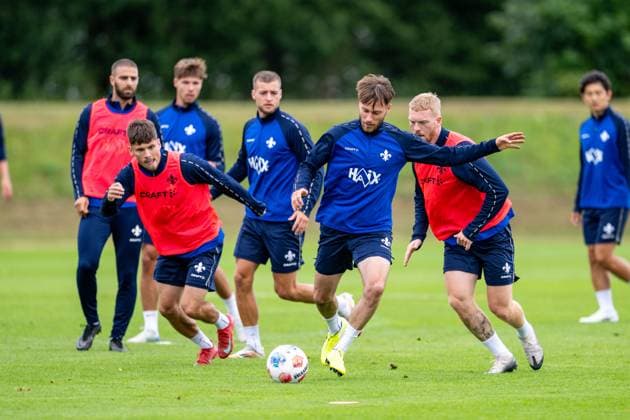 Matthias Bader (SV Darmstadt 98, 26) am Ball, SV Darmstadt 98, Fussball, 2. Bundesliga, Trainingslager, 5. Tag, 14.07.2025. SV Darmstadt 98, Fussball, 2. Bundesliga, Trainingslager, 5. Tag, 14.07.2025. Bad Wörishofen