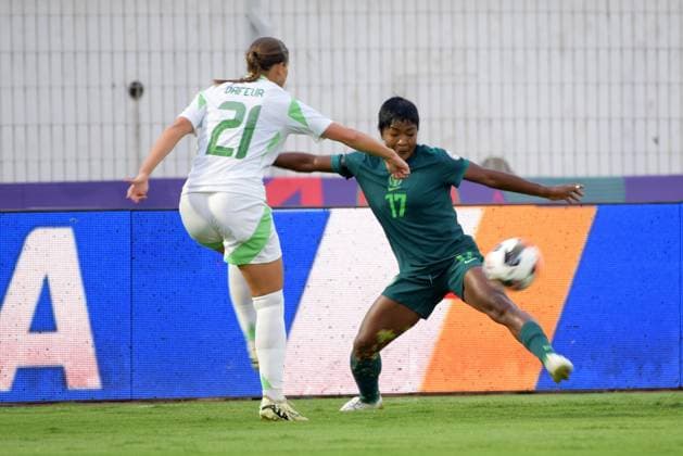 CASABLANCA, MOROCCO - JULY 13: Francisca Ordega of Nigeria and Marine Dafeur of Algeria during the 2025 Women s Africa Cup of Nations (WAFCON) match between Nigeria and Algeria at Stade Larbi Zaouli on July 13, 2025 in Casablanca. Photo by Mansa Ayoola Copyright: xx