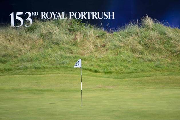 14th July 2025; Royal Portrush Golf Club, Portrush, County Antrim, Northern Ireland; The Open Golf Championship Practice Day 2; a general view of the 18th green  ActionPlus12813986 DavidxBlunsden