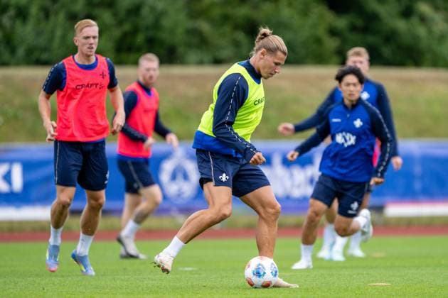 Fynn Lakenmacher (SV Darmstadt 98, 19) beim Training, SV Darmstadt 98, Fussball, 2. Bundesliga, Trainingslager, 5. Tag, 14.07.2025. SV Darmstadt 98, Fussball, 2. Bundesliga, Trainingslager, 5. Tag, 14.07.2025. Bad Wörishofen