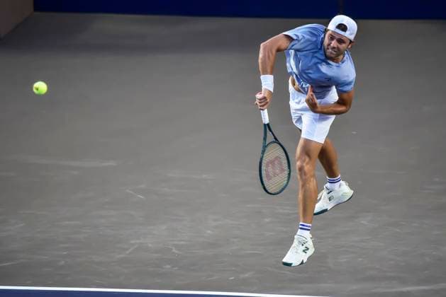 LOS CABOS TENNIS OPEN 2025 LOS CABOS TENNIS OPEN 2025 KOVACEVIC VS HABIB 14072025 LOS CABOS, BAJA CALIFORNIA, MEXICO. Photo of Aleksandar Kovacevic of the USA, during Los Cabos Tennis Open 2025 held at the Mextenis Stadium of the Cabo Sports Complex of Los Cabos, Baja California. Foto de Aleksandar Kovacevic de Estados Unidos, durante Los Cabos Tennis Open 2025 celebrado en el Estadio Mextenis del Cabo Sports Complex de Los Cabos, Baja California. PHOTO BY IMAGENSHOP AGENCIA DE FOTOGRAFIA LOS CABOS BAJA CALIFORNIA MEXICO Copyright: xIMAGENSHOPxAGENCIAxFOTOGRAFICAx