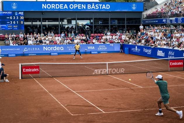 250715 Elias Ymer of Sweden and Tristan Boyer of USA during day 3 of the Nordea Open on July 15, 2025 in Bastad. Photo: Niclas Jönsson BILDBYRAN COP 273 NO0351 tennis ATP, Tennis Herren 250 nordea open bbeng Copyright: NICLASxJÖNSSON BB250715NO034