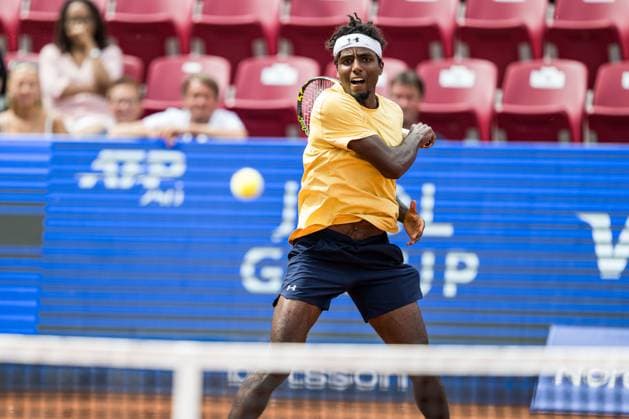 250715 Elias Ymer of Sweden during day 3 of the Nordea Open on July 15, 2025 in Bastad. Photo: Niclas Jönsson BILDBYRAN COP 273 NO0351 tennis ATP, Tennis Herren 250 nordea open bbeng Copyright: NICLASxJÖNSSON BB250715NO035