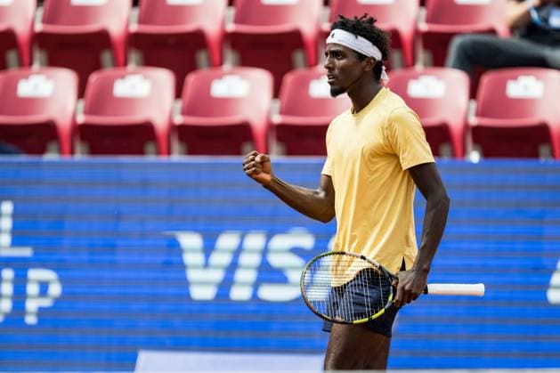 250715 Elias Ymer of Sweden celebrates during day 3 of the Nordea Open on July 15, 2025 in Bastad. Photo: Niclas Jönsson BILDBYRAN COP 273 NO0351 tennis ATP, Tennis Herren 250 nordea open bbeng jubel Copyright: NICLASxJÖNSSON BB250715NO036