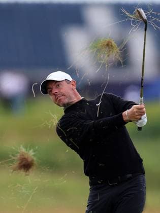 15th July 2025; Royal Portrush Golf Club, Portrush, County Antrim, Northern Ireland; The Open Golf Championship Practice Day 3; Rory McIlroy (NIR) plays from the rough at the 14th hole  ActionPlus12814065 DavidxBlunsden