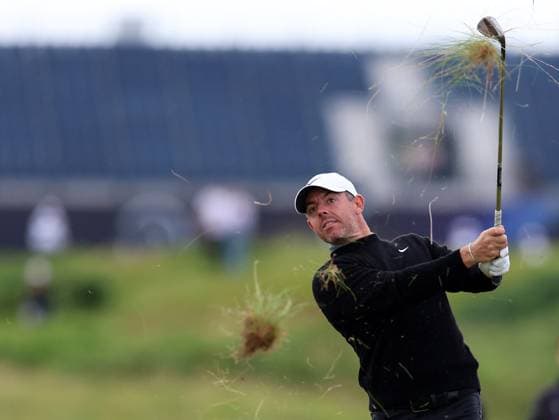 15th July 2025; Royal Portrush Golf Club, Portrush, County Antrim, Northern Ireland; The Open Golf Championship Practice Day 3; Rory McIlroy (NIR) plays from the rough at the 14th hole  ActionPlus12814066 DavidxBlunsden