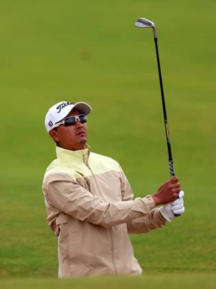 15th July 2025; Royal Portrush Golf Club, Portrush, County Antrim, Northern Ireland; The Open Golf Championship Practice Day 3; Sadom Kaewkwanjana (KOR) plays to the green at the 11th hole  ActionPlus12814046 DavidxBlunsden