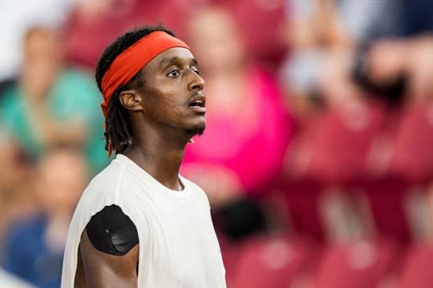 250715 Mikael Ymer of Sweden looks dejected during day 3 of the Nordea Open on July 15, 2025 in Bastad. Photo: Niclas Jönsson BILDBYRAN COP 273 NO0351 tennis ATP, Tennis Herren 250 nordea open bbeng depp Copyright: NICLASxJÖNSSON BB250715NO050