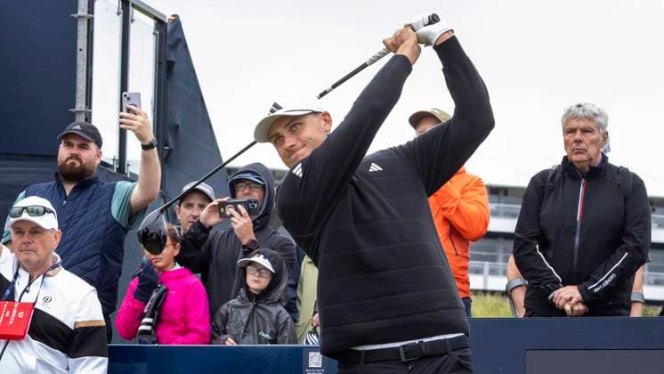 Portrush, Nordirland 2025-07-15 The Open Golf herrar Tisdag träningsdag Ludvig Aberg Sverige gar ut pa sin första träningsrunda inför The Open pa Royal Portrush. Portrush Storbritannien x1019x