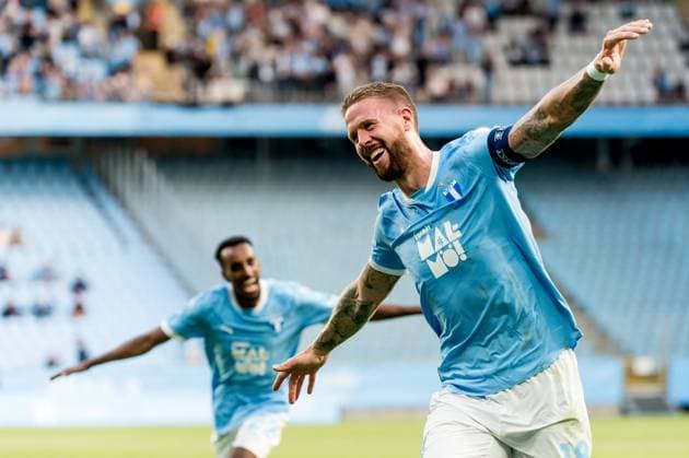 250715 Pontus Jansson celebrate after 2-0 during the UEFA Champions League qualifier football match between Malmö FF and FC Iberia 1999 on July 15, 2025 in Malmö. Photo: Christian Örnberg BILDBYRAN COP 166 CO0587 fotboll football soccer fotball uefa champions league gualifiers champions league malmö ff fc iberia bbeng bbauto jubel Copyright: CHRISTIANxÖRNBERG BB250715CO059