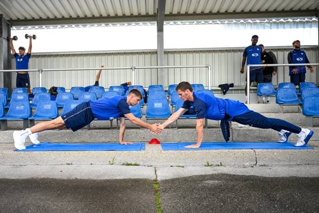 Bartosz Bialek (SV Darmstadt 98) und Meldin Dreskovic (SV Darmstadt 98, 14) beim Training, SV Darmstadt 98, Fussball, 2. Bundesliga, Trainingslager, 6. Tag, 15.07.2025. SV Darmstadt 98, Fussball, 2. Bundesliga, Trainingslager, 6. Tag, 15.07.2025. Bad Wörishofen