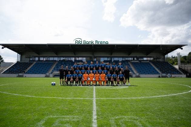 15.07.2025, xhfmx, Fussball Regionalliga Suedwest, FSV Frankfurt - Fototermin Saison 2025 26 Mannschaftsfoto FSV Frankfurt 25 26 (DFL DFB REGULATIONS PROHIBIT ANY USE OF PHOTOGRAPHS as IMAGE SEQUENCES and or QUASI-VIDEO) Frankfurt am Main