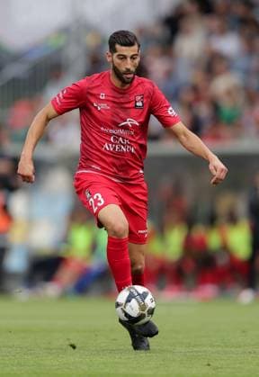 Samir Hadji (Differdange 23) Freisteller, Einzelbild, Aktion, Ganzkörper 15.07.2025 Fussball Champions League Qualifikation, 1. Runde, Rückspiel, Saison 2025-2026 15.07.2025 FC Differdingen 03 (LUX) - FC Drita (XKX) (Differdange) Stade Municipal de la Ville de Differdange, Differdingen