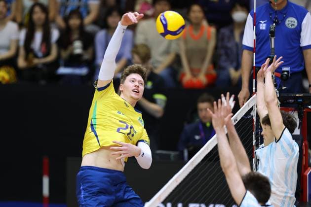 Lukas Felipe Bergmann (BRA), JULY 16, 2025 - Volleyball : FIVB Volleyball Nations League 2025 Men s Preliminary Round match between Argentina - Brazil at Chiba Port Arena, Chiba, Japan. Noxthirdxpartyxsales  aflo_297838778