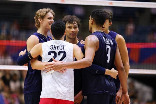 United States team group, Mannschaftsbild, Totale (USA), JULY 16, 2025 - Volleyball : FIVB Volleyball Nations League 2025 Men s Preliminary Round match between Turkey - United States at Chiba Port Arena, Chiba, Japan. Noxthirdxpartyxsales  aflo_297848490