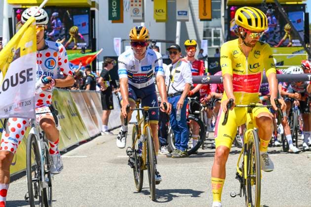 Tour de France 2025 Stage 11 TOULOUSE, FRANCE - JULY 16 : Evenepoel Remco (BEL) of Soudal - Quick Step at the start line during stage 11 of the 112th edition of Tour de France an UCI World Tour 2.UWT cycling road race stage for Men Elite of 154 km with start in Toulouse and finish in Toulouse on July 16, 2025 in Toulouse, France, 16 07 2025 ( Motordriver Kenny Verfaillie - Toulouse France  Copyright: xVincentxKalutx