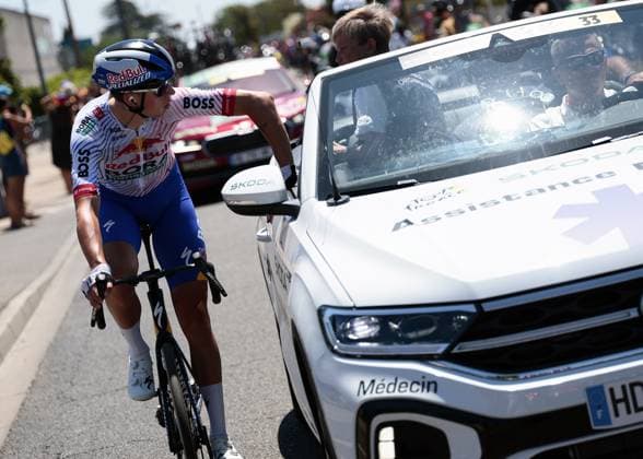 New Zealander Laurence Pithie of Red Bull-BORA-Hansgrohe pictured in action stage 11 of the 2025 Tour de France cycling, from and to Toulouse (154km), on Wednesday 16 July 2025 in France. The 112th edition of the Tour de France starts on Saturday 5 July in Lille, France, and will finish in Paris, France on the 27th of July. POOLxLUCAxBETTINI  x129371047x