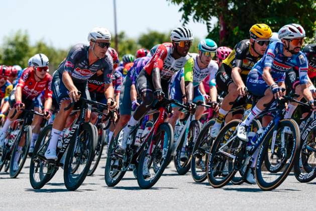 Tour de France 2025 Stage 11 TOULOUSE, FRANCE - JULY 16 : Rider of Alpecin - Deceuninck, Girmay Biniam (ERI) of Intermarche - Wanty, Benoot Tiesj (BEL) of Team Visma - Lease a Bike in action pictured during stage 11 of the 112th edition of Tour de France an UCI World Tour 2.UWT cycling road race stage for Men Elite of 154 km with start in Toulouse and finish in Toulouse on July 16, 2025 in Toulouse, France, 16 07 2025 ( Motordriver Kenny Verfaillie - Toulouse France  Copyright: xLucaxBettinix