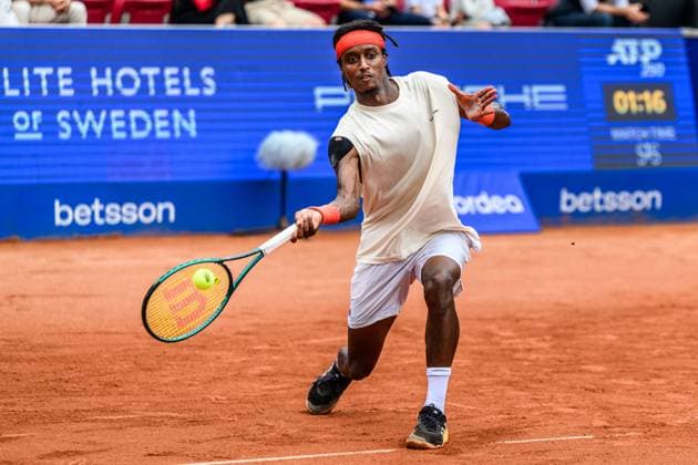 250716 Mikael Ymer of Sweden during day 4 of the Nordea Open on July 16, 2025 in Bastad. Photo: Mathilda Schuler BILDBYRAN kod MA MA0847 tennis ATP, Tennis Herren 250 nordea open bbeng sweden sverige Copyright: MATHILDAxSCHULER BB250716MA002