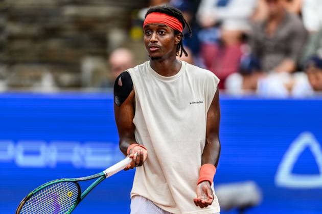 250716 Mikael Ymer of Sweden looks dejected during day 4 of the Nordea Open on July 16, 2025 in Bastad. Photo: Mathilda Schuler BILDBYRAN kod MA MA0847 tennis ATP, Tennis Herren 250 nordea open bbeng depp sweden sverige Copyright: MATHILDAxSCHULER BB250716MA005