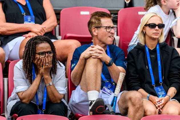 250716 Kelemework Elias Yigletu (mother of Mikael Ymer and Elias Ymer) and Gunnar Adalberth in the stands during day 4 of the Nordea Open on July 16, 2025 in Bastad. Photo: Mathilda Schuler BILDBYRAN kod MA MA0847 tennis ATP, Tennis Herren 250 nordea open bbeng publik Copyright: MATHILDAxSCHULER BB250716MA011