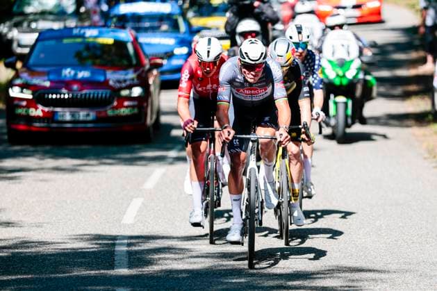 Tour de France 2025 Stage 11 TOULOUSE, FRANCE - JULY 16 : Van Der Poel Mathieu (NED) of Alpecin - Deceuninck in action pictured during stage 11 of the 112th edition of Tour de France an UCI World Tour 2.UWT cycling road race stage for Men Elite of 154 km with start in Toulouse and finish in Toulouse on July 16, 2025 in Toulouse, France, 16 07 2025 ( Motordriver Kenny Verfaillie - Toulouse France  Copyright: xLucaxBettinix
