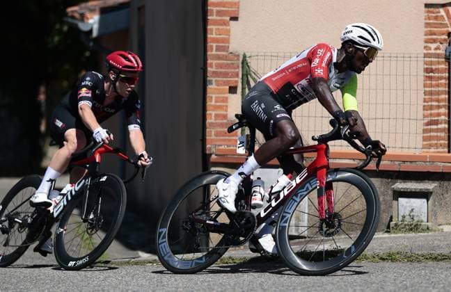 Eritrean Biniam Girmay Hailu of Intermarche-Wanty pictured in action stage 11 of the 2025 Tour de France cycling, from and to Toulouse (154km), on Wednesday 16 July 2025 in France. The 112th edition of the Tour de France starts on Saturday 5 July in Lille, France, and will finish in Paris, France on the 27th of July. POOLxLUCAxBETTINI  x129378433x