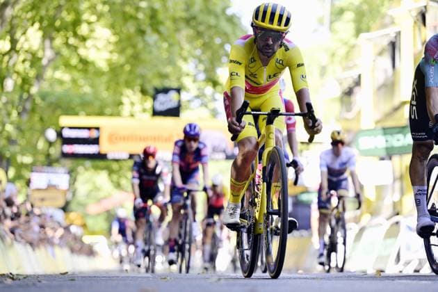 Irish Ben Healy of EF Education-EasyPost crosses the finish line of stage 11 of the 2025 Tour de France cycling, from and to Toulouse (154km), on Wednesday 16 July 2025 in France. The 112th edition of the Tour de France starts on Saturday 5 July in Lille, France, and will finish in Paris, France on the 27th of July. DIRKxWAEM  x129381346x