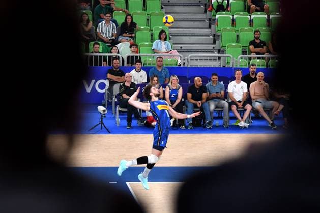 Ljubljana, Slovenia, 16th July 2024: Kamil Rychlicki of Italy in action during the IVNL Volleyball Nations League, Week 3 match, between Serbia and Italy at Arena Stozice, Ljubljana, Slovenia. (Natasa Kupljenik SPP) Copyright: xNatasaxKupljenikx xSPPx SPP_1015506