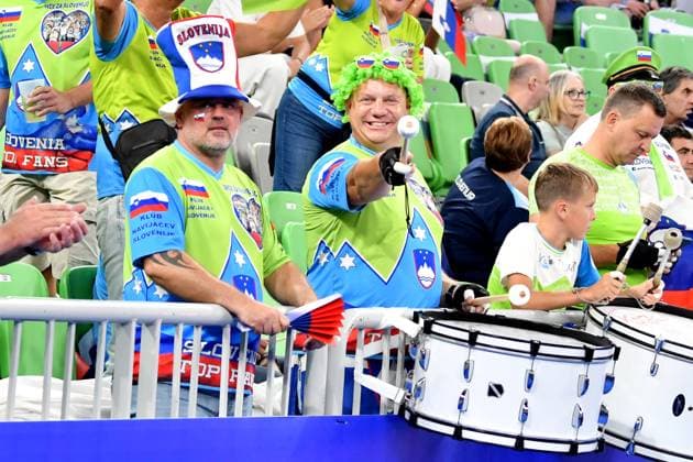 Ljubljana, Slovenia, 16th July 2024: Slovenian fans during the IVNL Volleyball Nations League, Week 3 match, between Canada and Slovenia at Arena Stozice, Ljubljana, Slovenia. (Natasa Kupljenik SPP) Copyright: xNatasaxKupljenikx xSPPx SPP_1015833