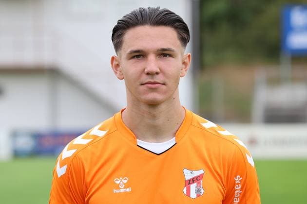 Fußball, RL Nordost, ZFC Meuselwitz, Porträttermin 2025 2026 Männer Fußball Fussball Saison 2025 26 16.07.2025 Bluechip Arena Meuselwitz ZFC Meuselwitz - Torhüter Justin Fietz Meuselwitz Thueringen Germany