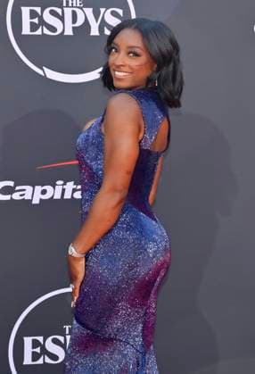 Simone Biles attends the annual ESPY Awards at the Dolby Theatre in the Hollywood section of Los Angeles on Wednesday, July 16, 2025. The annual event honors the top athletes and performances of the year.  LAP2025071632 JIMxRUYMEN