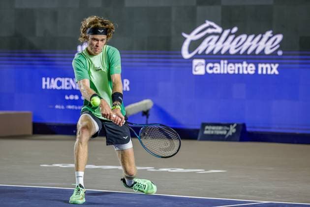 LOS CABOS TENNIS OPEN 2025, LOS CABOS TENNIS OPEN 2025 RUBLEV VS HERNANDEZ 16072025 LOS CABOS, BAJA CALIFORNIA, MEXICO. Photo of Andrey Rublev of Russia, during singles game of Los Cabos Tennis Open 2025 held at the Estadio Mextenis of the Cabo Sports Complex of Los Cabos, Baja California, Mexico. Foto Andrey Rublev de Rusia, durante juego de singles en Los Cabos Tennis Open 2025 celebrado en el Estadio Mextenis del Cabo Sports Complex de Los Cabos, Baja California, Mexico. PHOTO BY IMAGENSHOP AGENCIA FOTOGRAFICA LOS CABOS BAJA CALIFORNIA MEXICO Copyright: xIMAGENSHOPxAGENCIAxFOTOGRAFICAx