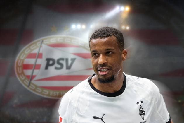 FOTOMONTAGE: Alassane PLEA (Borussia Moenchengladbach) wechselt zu PSV Eindhoven. ARCHIVFOTO.