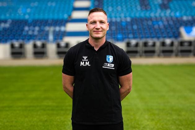 Physiotherapeut Marcel Möller, 1. FC Magdeburg - 2. Fussball Bundesliga Porträttermin 2. BL 2025 2026 offizieller Fototermin 1. FC Magdeburg in der Avnet Arena in Magdeburg - Porträt, Portrait, Einzelbild, Deutschland, Fussball, Maenner, GER, 16.07.2025