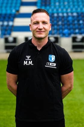 Physiotherapeut Marcel Möller, 1. FC Magdeburg - 2. Fussball Bundesliga Porträttermin 2. BL 2025 2026 offizieller Fototermin 1. FC Magdeburg in der Avnet Arena in Magdeburg - Porträt, Portrait, Einzelbild, Deutschland, Fussball, Maenner, GER, 16.07.2025