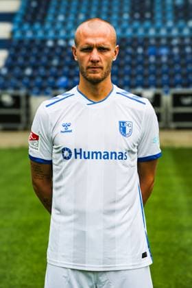 Torwart Dominik Reimann, 1. FC Magdeburg - 2. Fussball Bundesliga Porträttermin 2. BL 2025 2026 offizieller Fototermin 1. FC Magdeburg in der Avnet Arena in Magdeburg - Porträt, Portrait, Einzelbild, Deutschland, Fussball, Maenner, GER, 16.07.2025