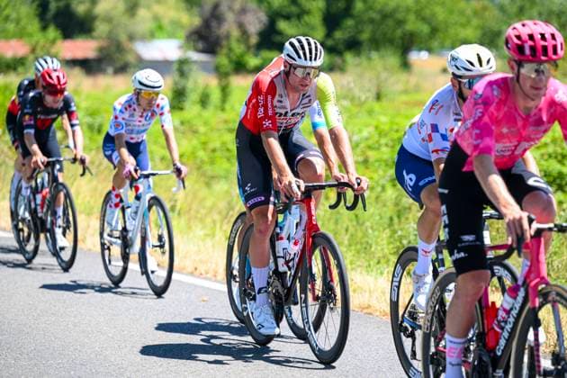 Tour de France 2025 Stage 12 HAUTACAM, FRANCE - JULY 17 : Rex Laurenz (BEL) of Intermarche - Wanty in the escape pack during stage 12 of the 112th edition of Tour de France an UCI World Tour 2.UWT cycling road race stage for Men Elite of 181 km with start in Auch and finish in Hautacam on July 17, 2025 in Hautacam, France, 17 07 2025 ( Motordriver Kenny Verfaillie - Hautacam France  Copyright: xVincentxKalutx