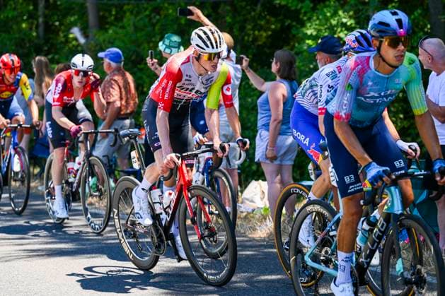 Tour de France 2025 Stage 12 HAUTACAM, FRANCE - JULY 17 : Barre Louis (FRA) of Intermarche - Wanty in action during stage 12 of the 112th edition of Tour de France an UCI World Tour 2.UWT cycling road race stage for Men Elite of 181 km with start in Auch and finish in Hautacam on July 17, 2025 in Hautacam, France, 17 07 2025 ( Motordriver Kenny Verfaillie - Hautacam France  Copyright: xVincentxKalutx