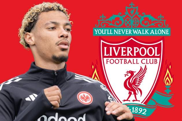 Hugo Ekitike vor möglichem Wechsel zum FC Liverpool. Hugo Ekitike vor möglichem Wechsel in die Premier League zu Liverpool FC, Montage, Trainingsfoto vom 11. Juli 2025., Frankfurt am Main Hessen Deutschland Deutsche Bank Park