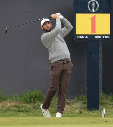 American Scottie Scheffler tees off on the 1st hole during the first round at the 153rd Open Championship at Royal Portrush Golf Club in Portrush, Northern Ireland on Thursday, July 17, 2025.  LON2025071713 HUGOxPHILPOTT
