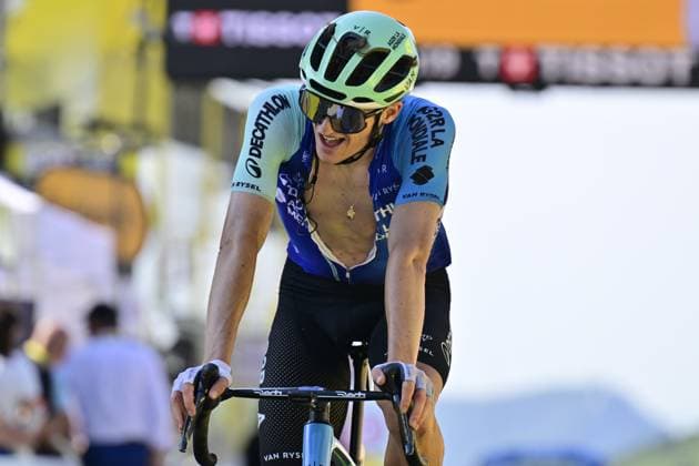 French Bruno Armirail of Decathlon AG2R La Mondiale Team crosses the finish line of stage 12 of the 2025 Tour de France cycling, from Auch to Hautacam (181 km), on Thursday 17 July 2025 in France. The 112th edition of the Tour de France starts on Saturday 5 July in Lille, France, and will finish in Paris, France on the 27th of July. DIRKxWAEM  x129447439x